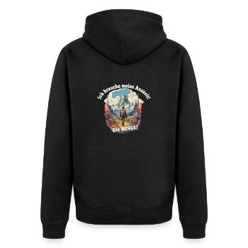 Wandern Auszeit in der Natur und den Bergen - Unisex Premium Bio Zip Hoodie - Schwarz - Hinten - Nico (187cm)