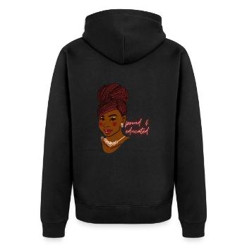 belle femme noire fière et éduquée avec des tresses - Veste à capuche bio Premium Unisexe - noir - Dos - Nico (187cm)