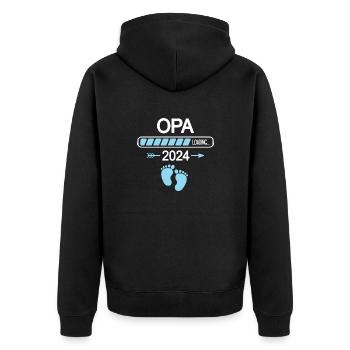 Opa Enkel Ich werde Opi Nachwuchs Opa Loading 2024 - Unisex Premium Bio Zip Hoodie - Schwarz - Hinten - Nico (187cm)