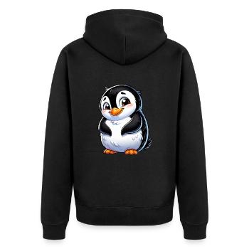 pingouin de dessin animé timide mignon - Veste à capuche bio Premium Unisexe - noir - Dos - Nico (187cm)
