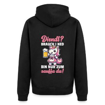 Unicorn Dirndl Traditional Shirt Traditional Costumes - Unisex Premium Organic Zip Hoodie - black - Back - Nico (187cm)