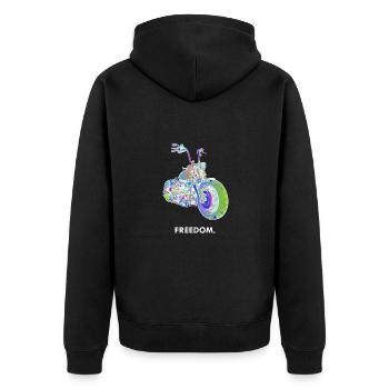 Motorcycle Chopper Freedom Biker Motorcyclist - Unisex Premium Organic Zip Hoodie - black - Back - Nico (187cm)