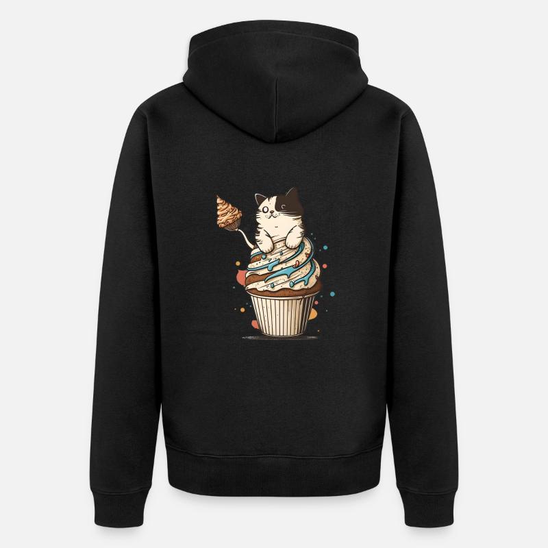 Chat Cupcake - Veste à capuche bio Premium Unisexe - noir