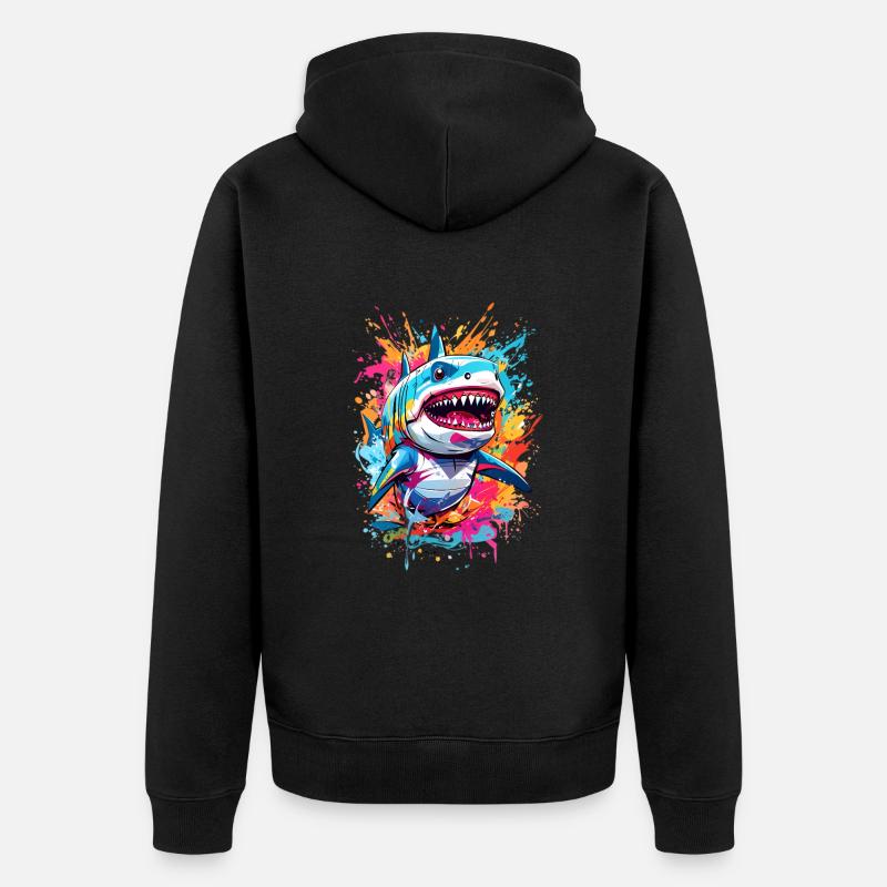 Requin - Veste à capuche bio Premium Unisexe - noir