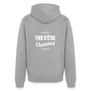 fier d'être cheminot - Veste à capuche bio Premium Unisexe - gris chiné - Dos - Nico (187cm)