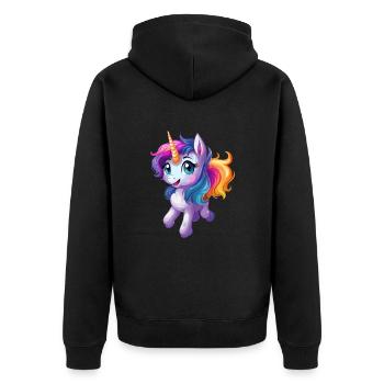 Cute unicorn design - Unisex Premium Organic Zip Hoodie - black - Back - Nico (187cm)