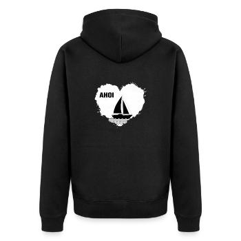 Segelboot segeln ahoi Skipper "Segel gesetzt" - Unisex Premium Bio Zip Hoodie - Schwarz - Hinten - Nico (187cm)