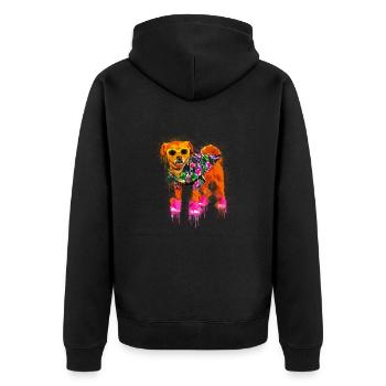 Chien avec lunettes de soleil et chemise hawaïenne - Veste à capuche bio Premium Unisexe - noir - Dos - Nico (187cm)