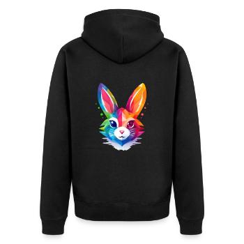 Polygon rabbits in rainbow colors - Unisex Premium Organic Zip Hoodie - black - Back - Nico (187cm)