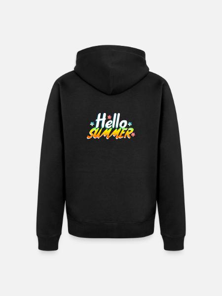 Hello Summer - Unisex Premium Organic Zip Hoodie - black