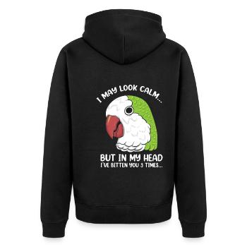 Je peux avoir l’air calme Drôle de perroquet disant quaker - Veste à capuche bio Premium Unisexe - noir - Dos - Nico (187cm)