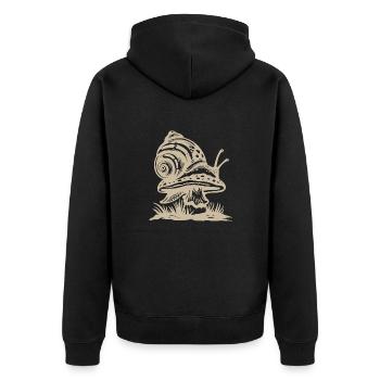 Schnecke, pilze, cottagecore, goblincore, garten - Unisex Premium Bio Zip Hoodie - Schwarz - Hinten - Nico (187cm)
