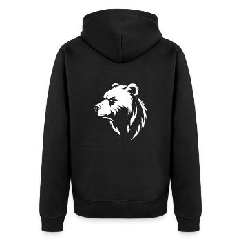 Bär - Unisex Premium Bio Zip Hoodie - Schwarz - Hinten - Nico (187cm)