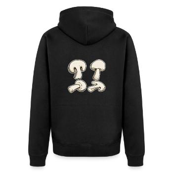 Champignon Kostüm Pilz Klamotten Karneval Pilze - Unisex Premium Bio Zip Hoodie - Schwarz - Hinten - Nico (187cm)