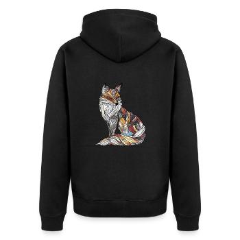 Fuchs - Unisex Premium Bio Zip Hoodie - Schwarz - Hinten - Nico (187cm)