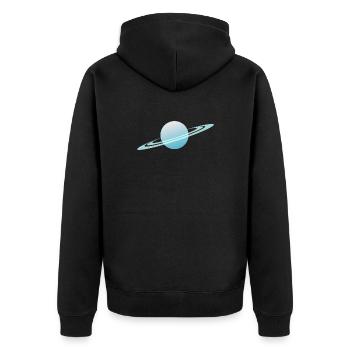 Uranus Planet coole Darstellung - Unisex Premium Bio Zip Hoodie - Schwarz - Hinten - Nico (187cm)