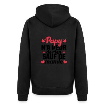 Papy N'a Peur De Rien Sauf De Mamie - Veste à capuche bio Premium Unisexe - noir - Dos - Nico (187cm)
