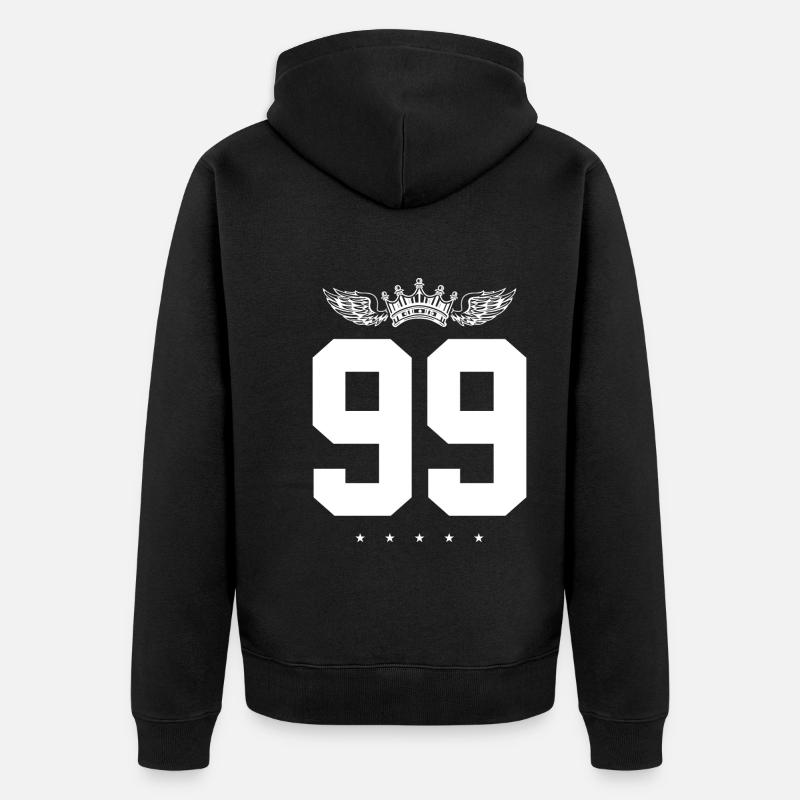 99 Couronne numérique - Veste à capuche bio Premium Unisexe - noir