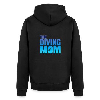 The Diving Mom - Unisex Premium Bio Zip Hoodie - Schwarz - Hinten - Nico (187cm)
