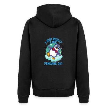 Pingouins J’aime vraiment les pingouins pingouins mignons pingouins - Veste à capuche bio Premium Unisexe - noir - Dos - Nico (187cm)