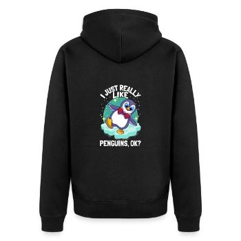 Pingouins J’aime vraiment les pingouins pingouins mignons pingouins - Veste à capuche bio Premium Unisexe - noir - Dos - Nico (187cm)