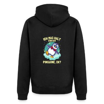 J’aime juste les pingouins pingouin mignon - Veste à capuche bio Premium Unisexe - noir - Dos - Nico (187cm)