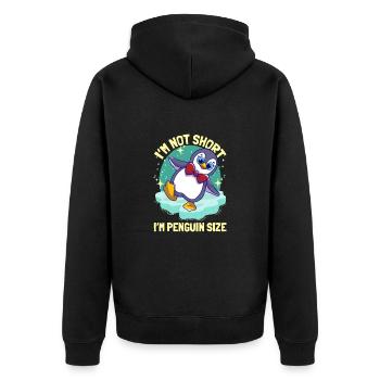 Pinguine I'm Not Short I'm Penguin Size Süßer - Unisex Premium Bio Zip Hoodie - Schwarz - Hinten - Nico (187cm)