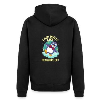 Pingouins J’aime vraiment les pingouins pingouins mignons pingouins - Veste à capuche bio Premium Unisexe - noir - Dos - Nico (187cm)