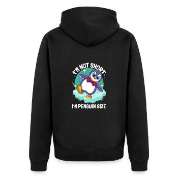 Pinguine I'm Not Short I'm Penguin Size Süßer - Unisex Premium Bio Zip Hoodie - Schwarz - Hinten - Nico (187cm)