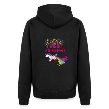 einhorn, scheissen,kostüm,karneval,konfetti - Unisex Premium Bio Zip Hoodie - Schwarz - Hinten - Nico (187cm)