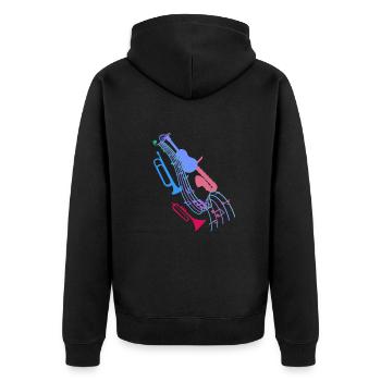 Jazz,Instruments,Partitions,Guitare,Musique - Veste à capuche bio Premium Unisexe - noir - Dos - Nico (187cm)