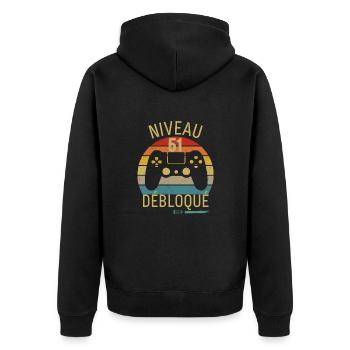 Niveau 51 Débloqué - Veste à capuche bio Premium Unisexe - noir - Dos - Nico (187cm)