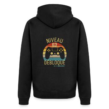 Niveau 52 Débloqué - Veste à capuche bio Premium Unisexe - noir - Dos - Nico (187cm)