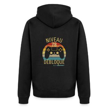 NIVEAU 78 DÉBLOQUÉ - Veste à capuche bio Premium Unisexe - noir - Dos - Nico (187cm)