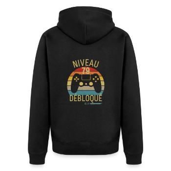 NIVEAU 79 DÉBLOQUÉ - Veste à capuche bio Premium Unisexe - noir - Dos - Nico (187cm)