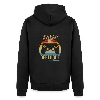 Niveau 85 Débloqué - Veste à capuche bio Premium Unisexe - noir - Dos - Nico (187cm)