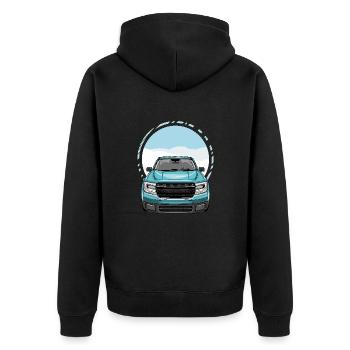Pickup front view - Unisex Premium Organic Zip Hoodie - black - Back - Nico (187cm)