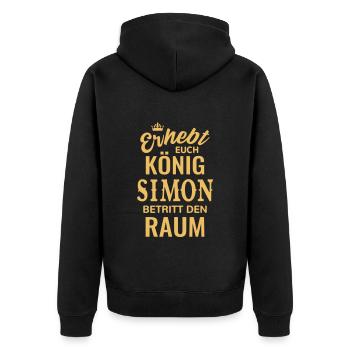 Name Simon Geschenk Geburtstag lustig König - Unisex Premium Bio Zip Hoodie - Schwarz - Hinten - Nico (187cm)