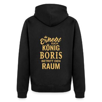 Name Boris Geschenkidee Geburtstag lustig König - Unisex Premium Bio Zip Hoodie - Schwarz - Hinten - Nico (187cm)