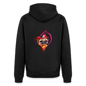 Pompier, carlin d’amour - Veste à capuche bio Premium Unisexe - noir - Dos - Nico (187cm)