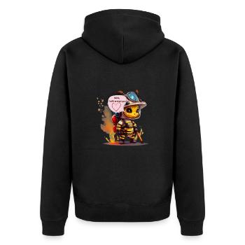 Pompier, je vais te protéger, abeille - Veste à capuche bio Premium Unisexe - noir - Dos - Nico (187cm)