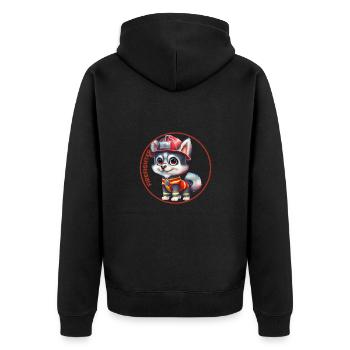 Firefighter, sweet husky - Unisex Premium Organic Zip Hoodie - black - Back - Nico (187cm)