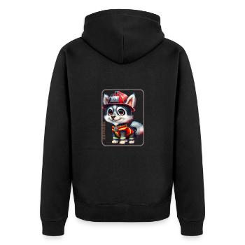 Pompier, amoureux des huskies - Veste à capuche bio Premium Unisexe - noir - Dos - Nico (187cm)