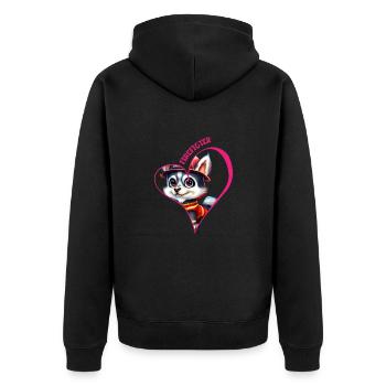 Pompier, amour husky - Veste à capuche bio Premium Unisexe - noir - Dos - Nico (187cm)