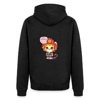 Pompier, je te protègerai, lion - Veste à capuche bio Premium Unisexe - noir - Dos - Nico (187cm)