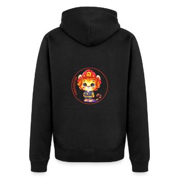 Pompier, doux lion - Veste à capuche bio Premium Unisexe - noir - Dos - Nico (187cm)