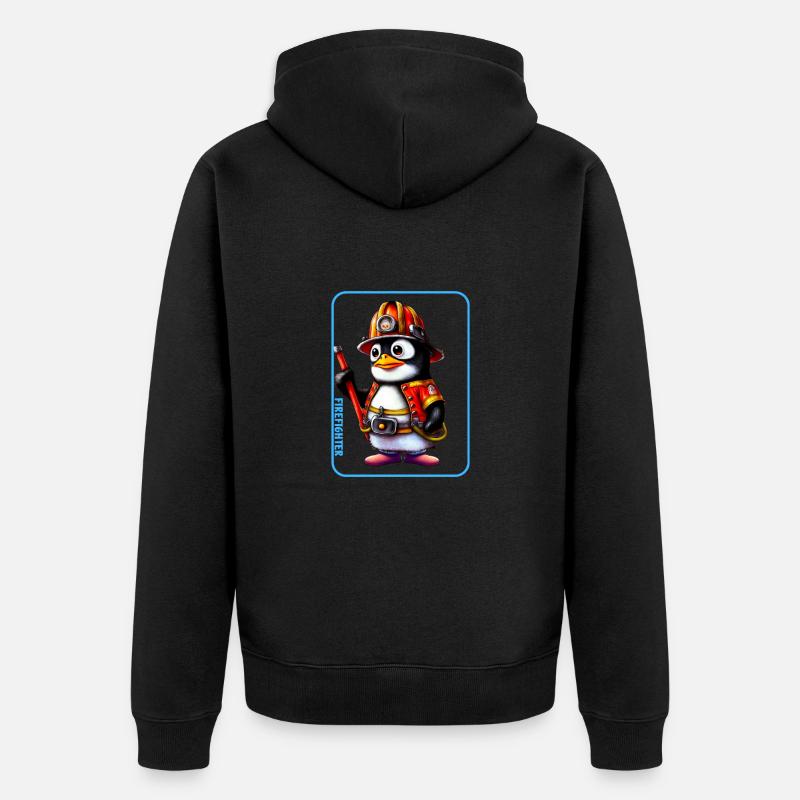 Pompier, amoureux des pingouins - Veste à capuche bio Premium Unisexe - noir