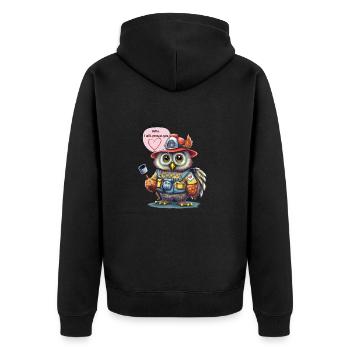 Pompier, je te protègerai, hibou - Veste à capuche bio Premium Unisexe - noir - Dos - Nico (187cm)