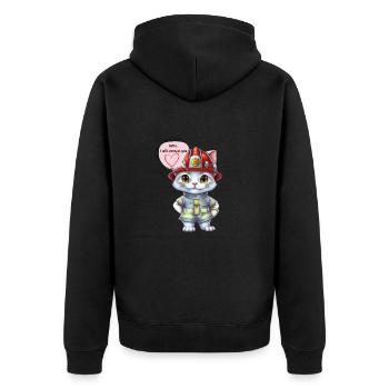 Pompier, je vais te protéger, chat - Veste à capuche bio Premium Unisexe - noir - Dos - Nico (187cm)