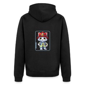 Pompier, amoureux des chats - Veste à capuche bio Premium Unisexe - noir - Dos - Nico (187cm)